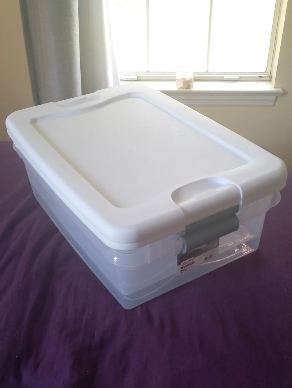 Clear Plastic Storage Container with White Lid - Home Organization Bin